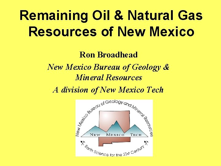 Remaining Oil Natural Gas Resources of New Mexico