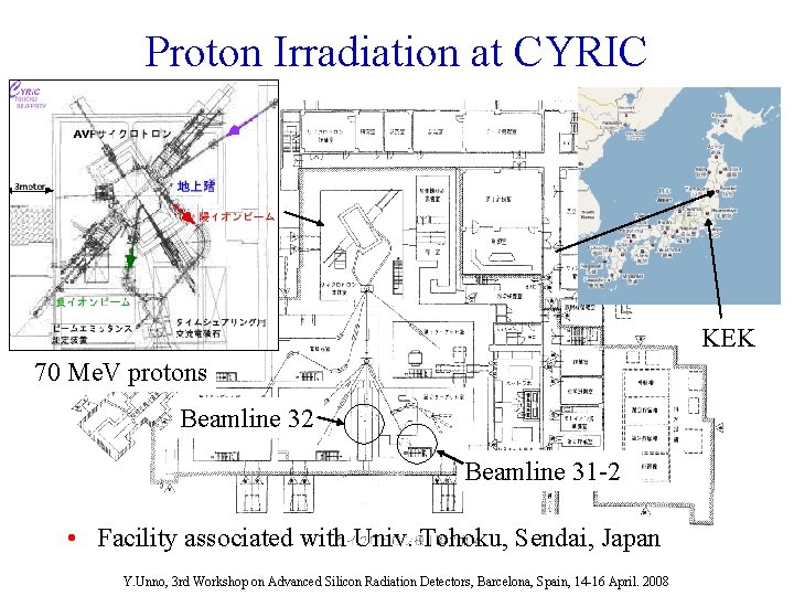 Proton Irradiation at CYRIC KEK 70 Me. V protons Beamline 32 Beamline 31 -2