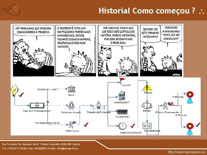 Historial Como começou ? Rua Fernando Reis Marques, lote 6, 1ºAndar, Lordemão, 3020 -238