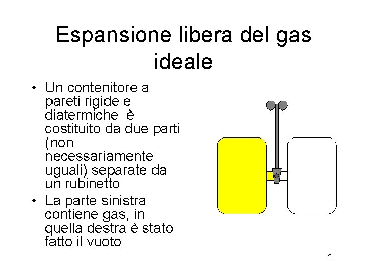Espansione libera del gas ideale • Un contenitore a pareti rigide e diatermiche è