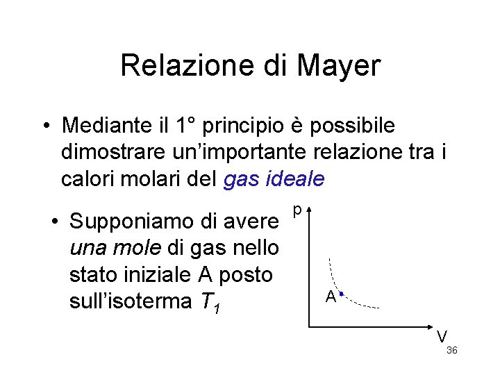 Relazione di Mayer • Mediante il 1° principio è possibile dimostrare un’importante relazione tra