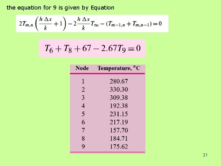 the equation for 9 is given by Equation 21 