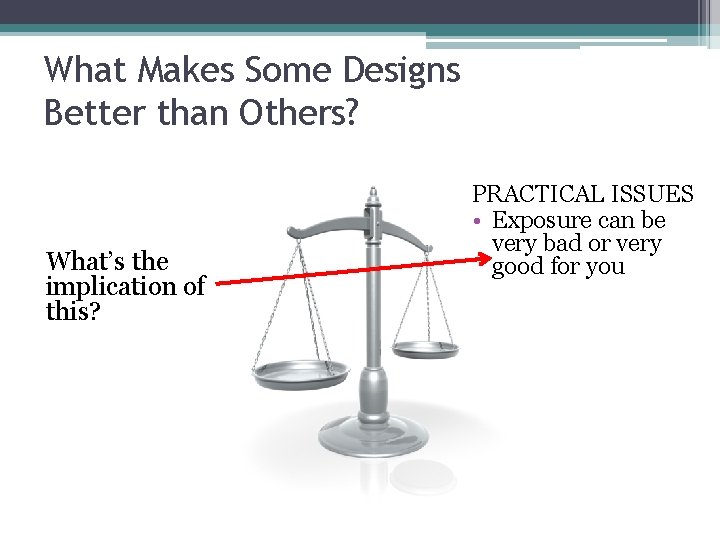 What Makes Some Designs Better than Others? What’s the implication of this? PRACTICAL ISSUES