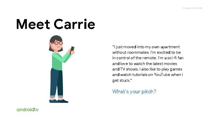 Proprietary + Confidential Meet Carrie “I just moved into my own apartment without roommates.