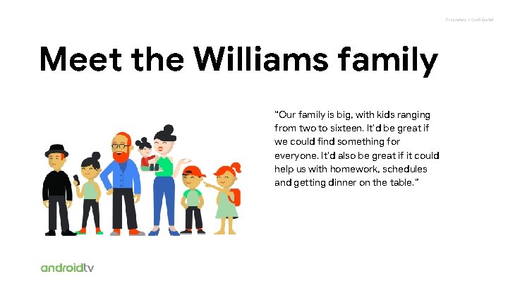 Proprietary + Confidential Meet the Williams family “Our family is big, with kids ranging