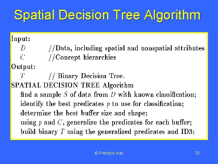 Spatial Decision Tree Algorithm © Prentice Hall 70 