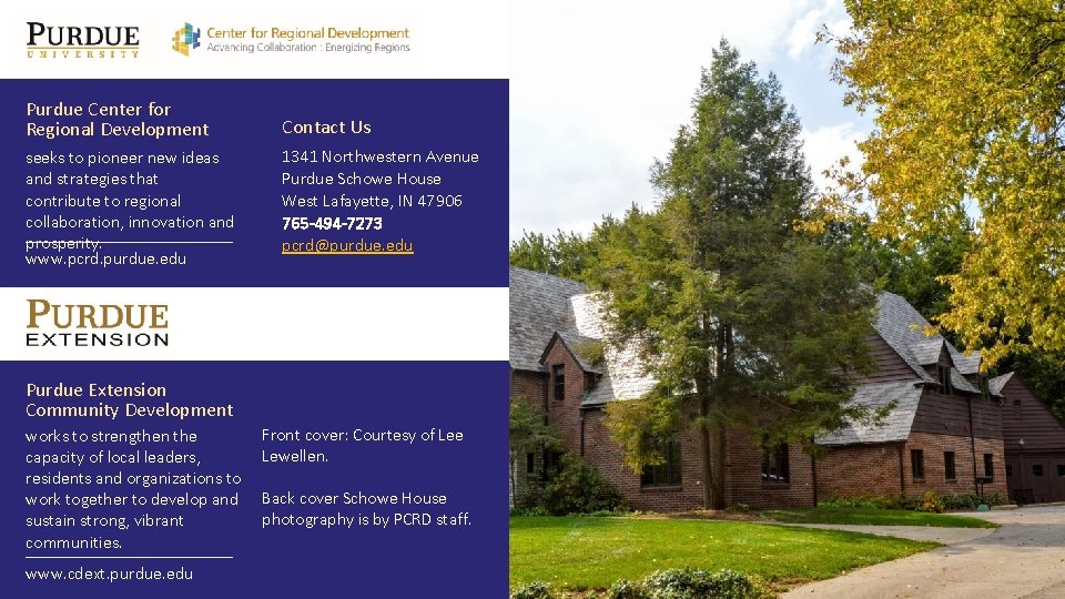 51 Purdue Center for Regional Development Contact Us seeks to pioneer new ideas and