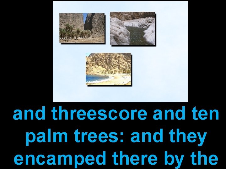 and threescore and ten palm trees: and they encamped there by the 