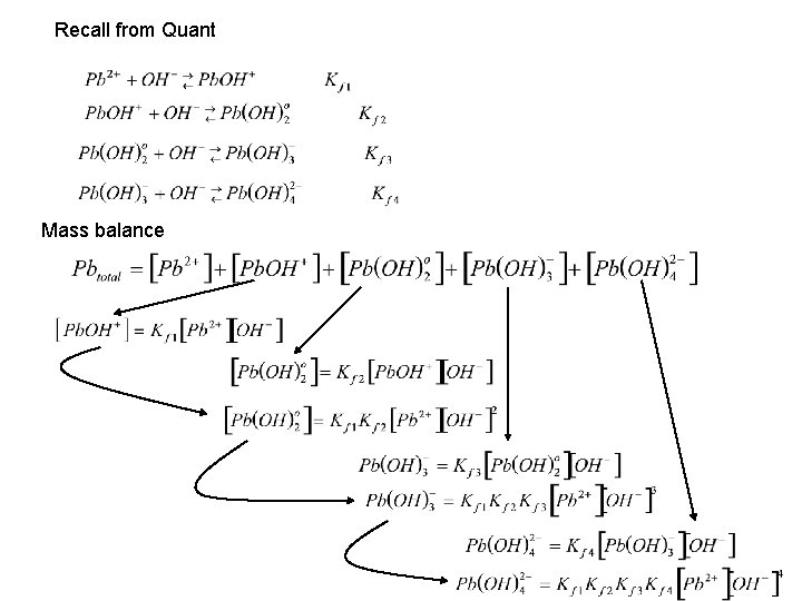 Recall from Quant Mass balance 