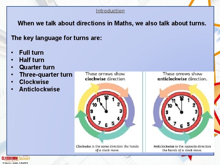 Introduction When we talk about directions in Maths, we also talk about turns. The