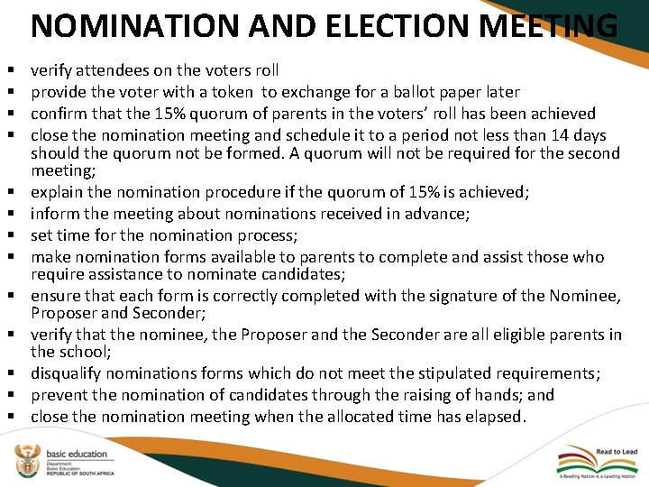 NOMINATION AND ELECTION MEETING § § § § verify attendees on the voters roll