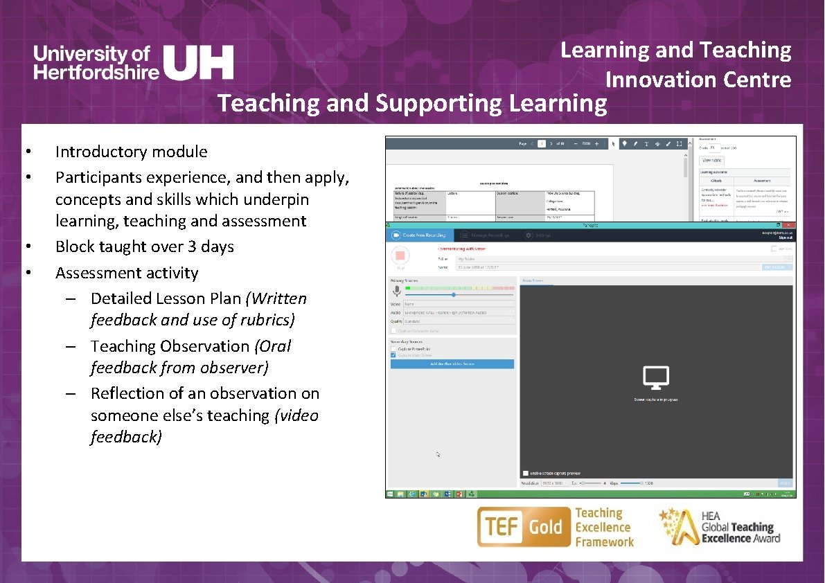 Learning and Teaching Innovation Centre Teaching and Supporting Learning • • Introductory module Participants
