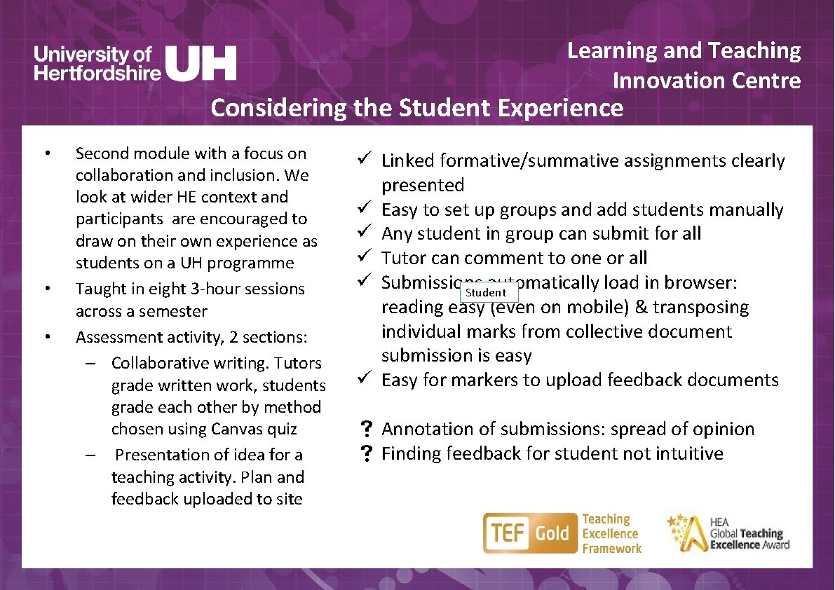 Learning and Teaching Innovation Centre Considering the Student Experience • • • Second module