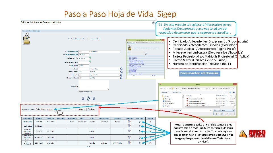 Paso a Paso Hoja de Vida Sigep 11. En este modulo se registra la