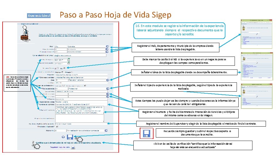 Paso a Paso Hoja de Vida Sigep 16. En este modulo se registra la