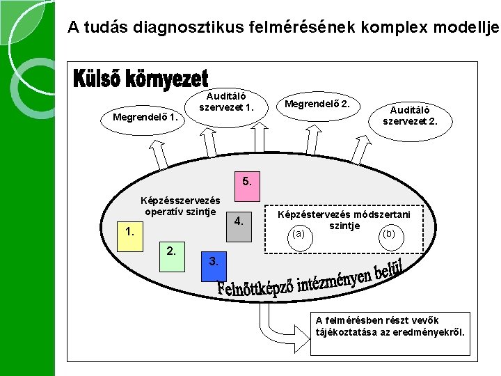 A tudás diagnosztikus felmérésének komplex modellje Megrendelő 1. Auditáló szervezet 1. Megrendelő 2. Auditáló