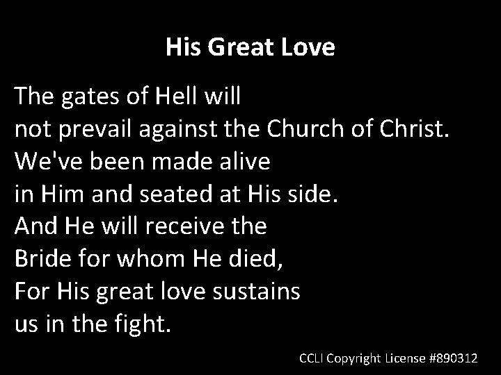 His Great Love The gates of Hell will not prevail against the Church of