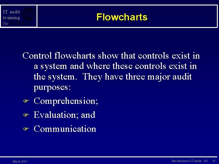 IT audit training Flowcharts for Control flowcharts show that controls exist in a system