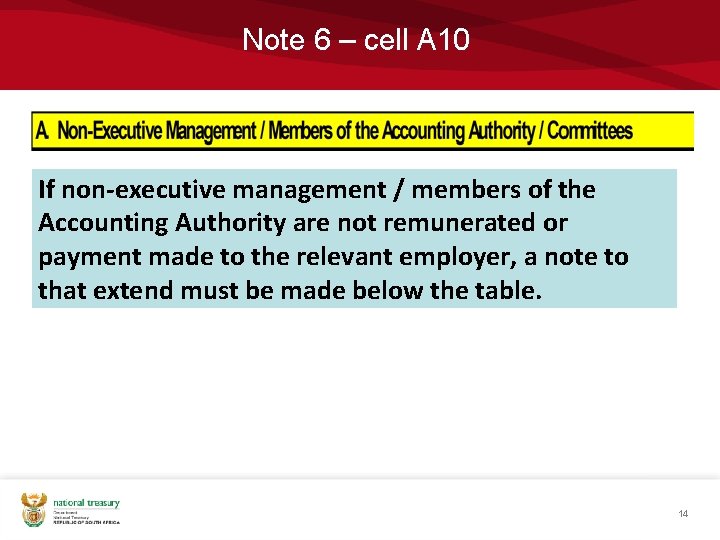 Note 6 – cell A 10 If non-executive management / members of the Accounting