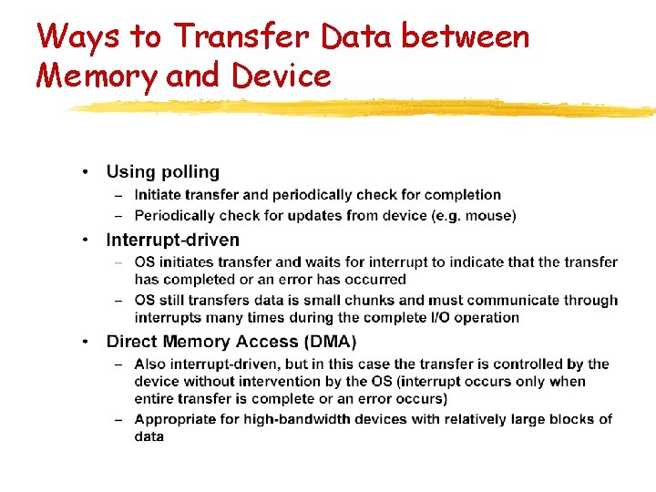 Ways to Transfer Data between Memory and Device 