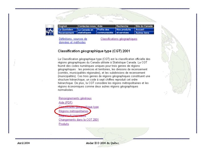 Avril 2004 Atelier IDD 2004 du Québec 