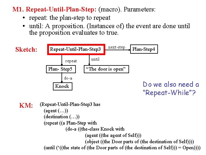 M 1. Repeat-Until-Plan-Step: (macro). Parameters: • repeat: the plan-step to repeat • until: A
