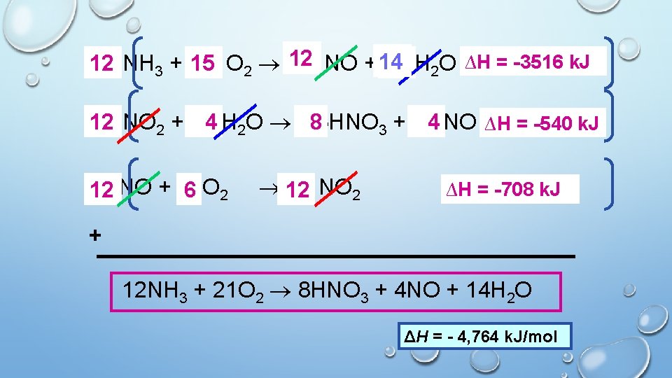 ∆H == -293 -3516 k. J 12 NH 3 + 5/4 15 O 2