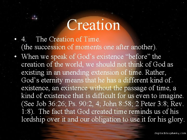 Creation • 4. The Creation of Time. (the succession of moments one after another).