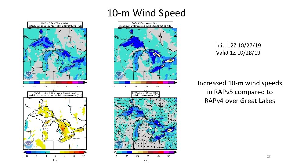 10 -m Wind Speed Init. 12 Z 10/27/19 Valid 1 Z 10/28/19 Increased 10