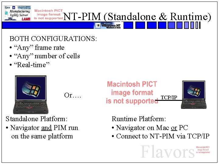 NT-PIM (Standalone & Runtime) BOTH CONFIGURATIONS: • “Any” frame rate • “Any” number of