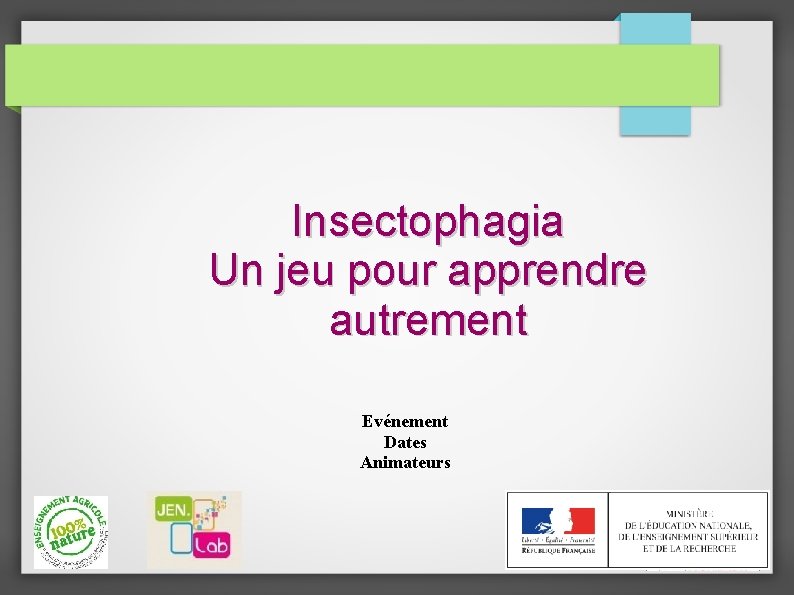 Insectophagia Un jeu pour apprendre autrement Evénement Dates Animateurs 