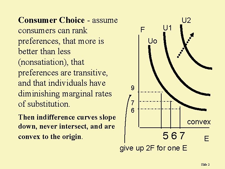 Consumer Choice - assume consumers can rank preferences, that more is better than less