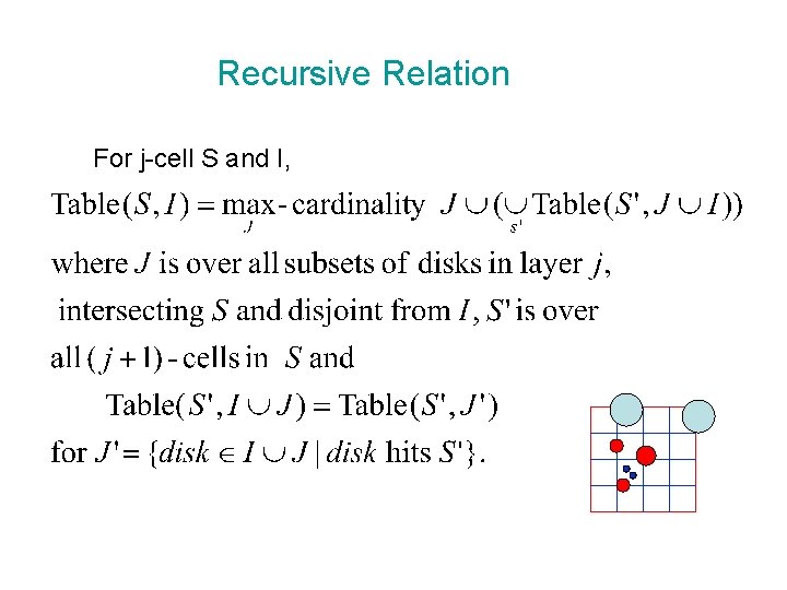 Recursive Relation For j-cell S and I, 