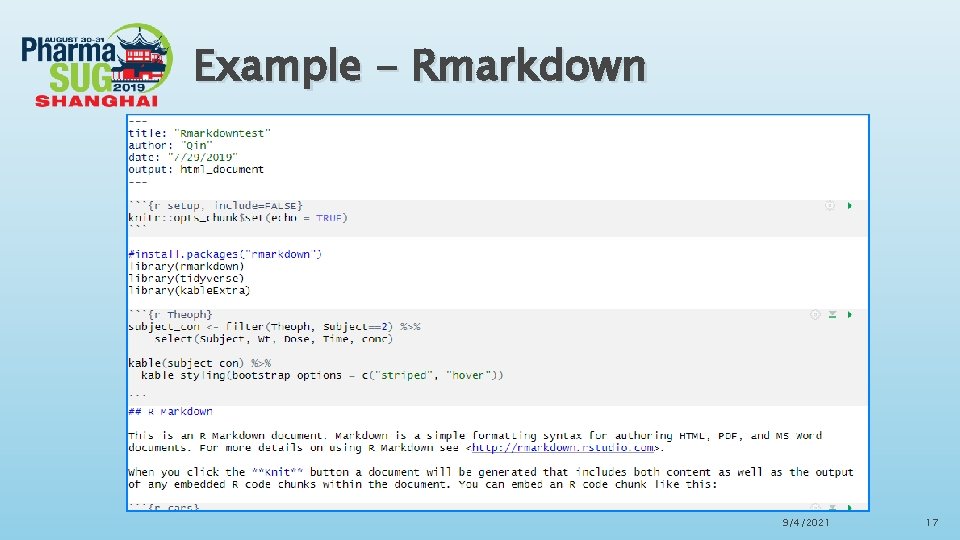 Example - Rmarkdown 9/4/2021 17 