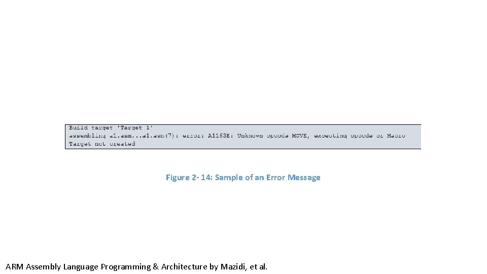 Figure 2 - 14: Sample of an Error Message ARM Assembly Language Programming & Figure 2 - 14: Sample of an Error Message ARM Assembly Language Programming &