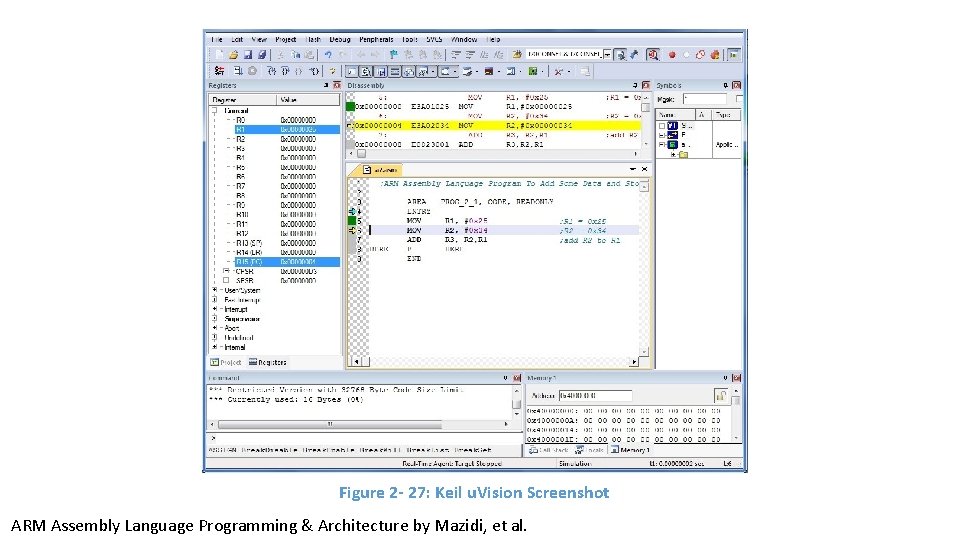 Figure 2 - 27: Keil u. Vision Screenshot ARM Assembly Language Programming & Architecture Figure 2 - 27: Keil u. Vision Screenshot ARM Assembly Language Programming & Architecture