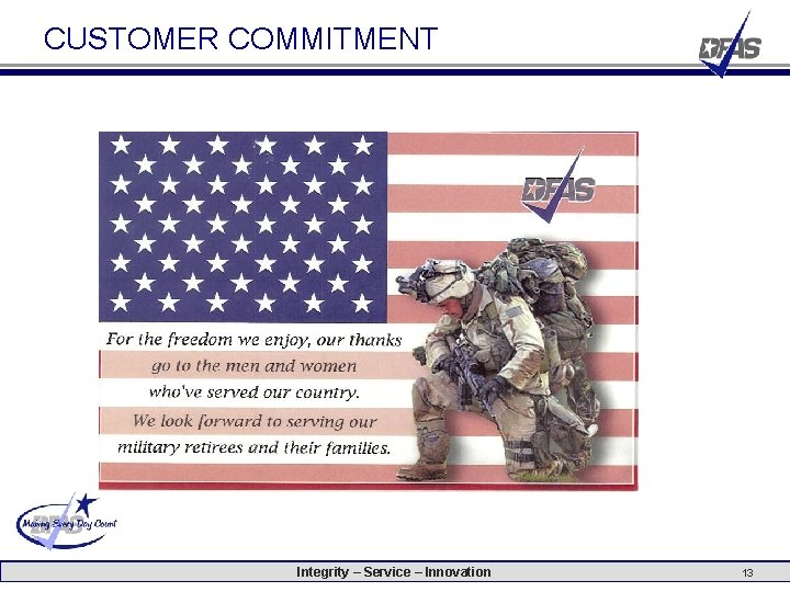 CUSTOMER COMMITMENT Integrity – Service – Innovation 13 CUSTOMER COMMITMENT Integrity – Service – Innovation 13