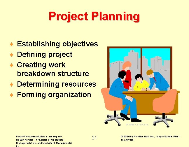 Project Planning ¨ Establishing objectives ¨ Defining project ¨ Creating work breakdown structure ¨