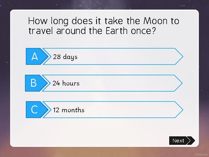 How long does it take the Moon to travel around the Earth once? A