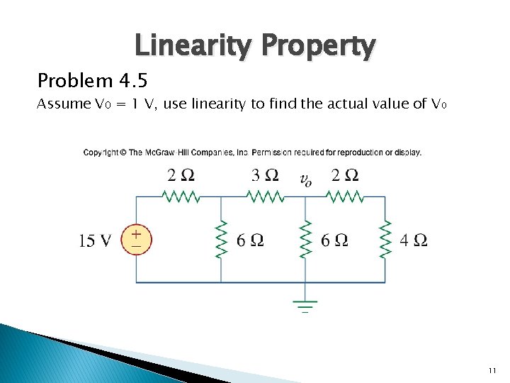 Linearity Property Problem 4. 5 Assume V 0 = 1 V, use linearity to