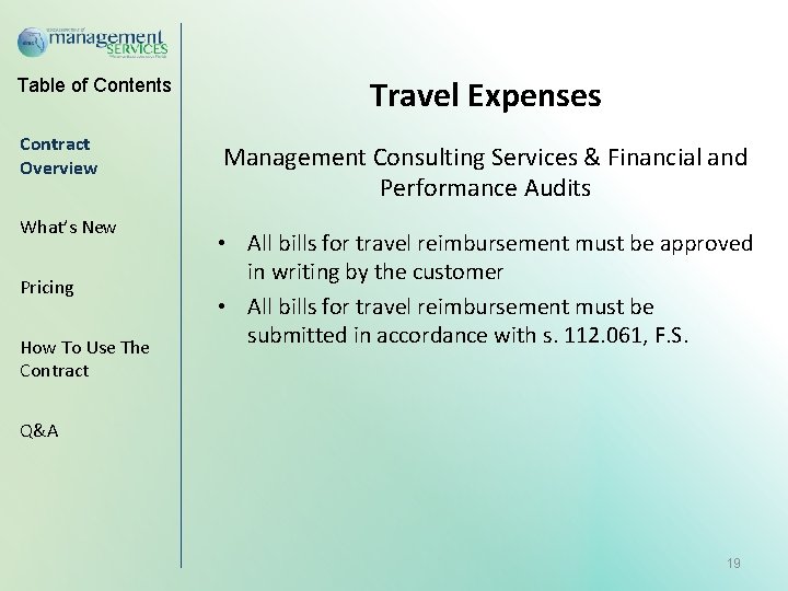 Table of Contents Contract Overview What’s New Pricing How To Use The Contract Travel