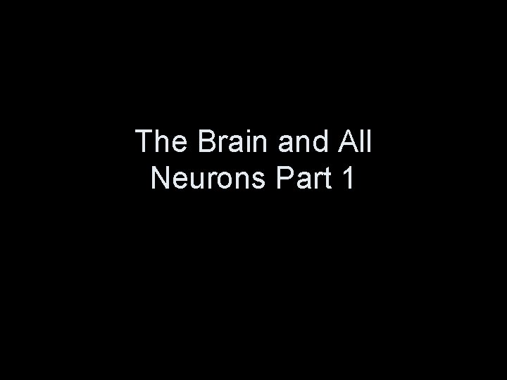 The Brain and All Neurons Part 1 