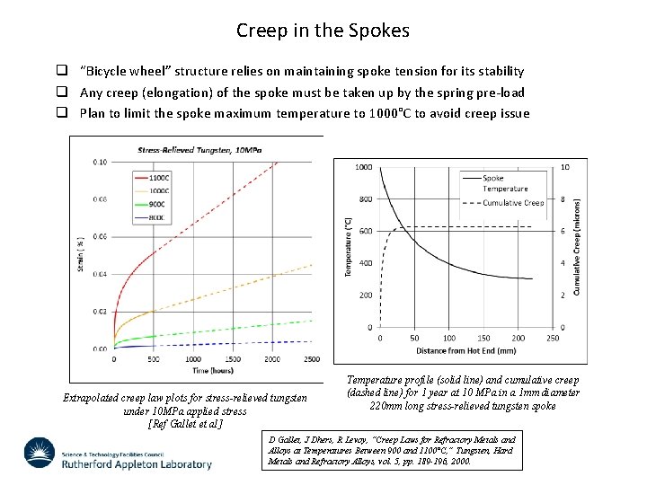 Creep in the Spokes q “Bicycle wheel” structure relies on maintaining spoke tension for