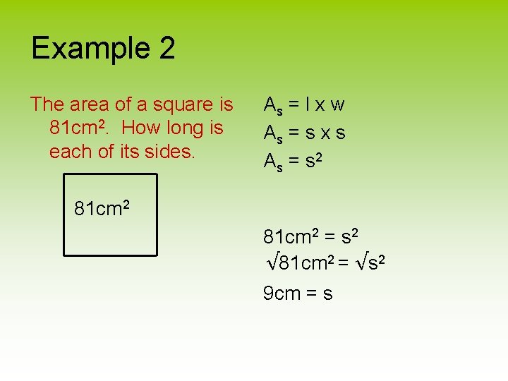 Lxw Example Sec 1 9 Perimeter Circumference and Area Objective