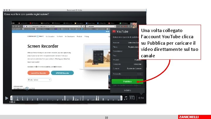 Una volta collegato l’account You. Tube clicca su Pubblica per caricare il video direttamente