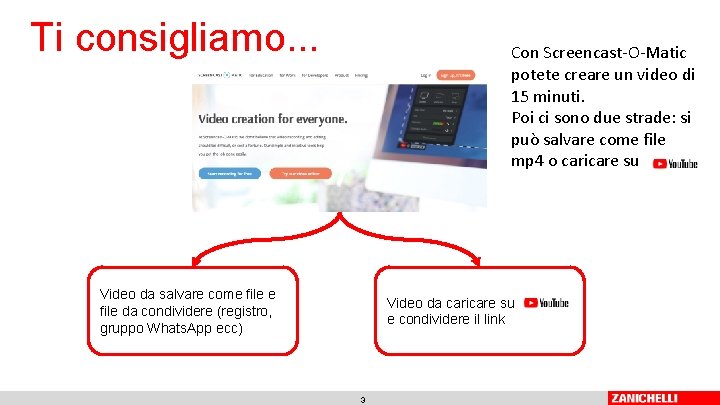 Ti consigliamo. . . Con Screencast-O-Matic potete creare un video di 15 minuti. Poi