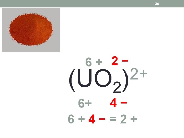 30 6+ 2− (UO 2 2+ ) 6+ 4 − 6+4−=2+ 