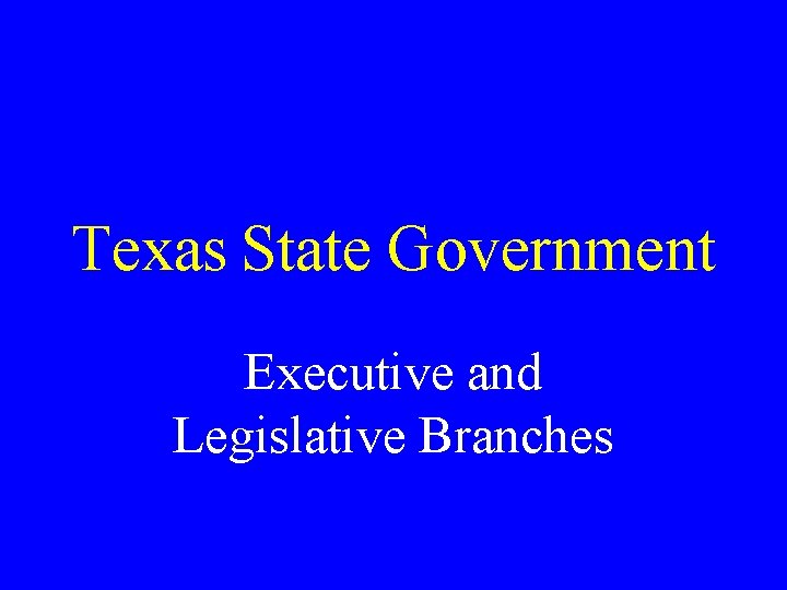 Texas State Government Executive and Legislative Branches 