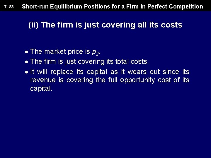 7 - 23 Short-run Equilibrium Positions for a Firm in Perfect Competition (ii) The