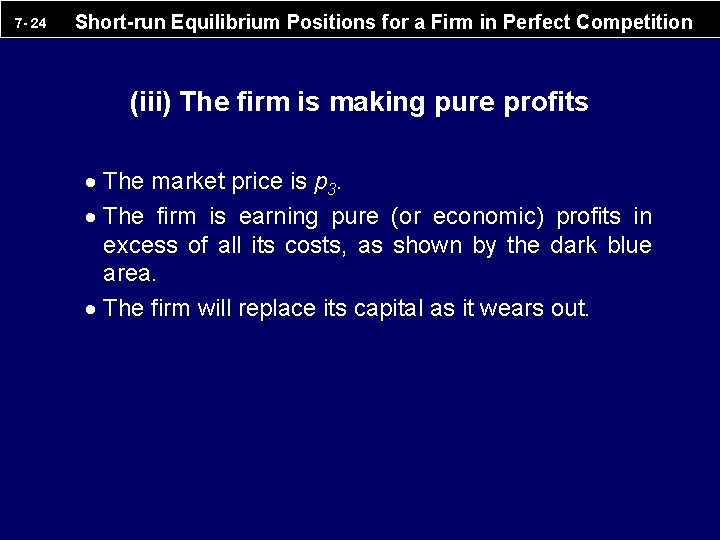 7 - 24 Short-run Equilibrium Positions for a Firm in Perfect Competition (iii) The